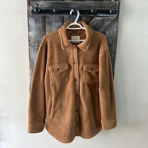 Women's Thread & Supply Fuzzy Brown Shacket w/Side Pockets